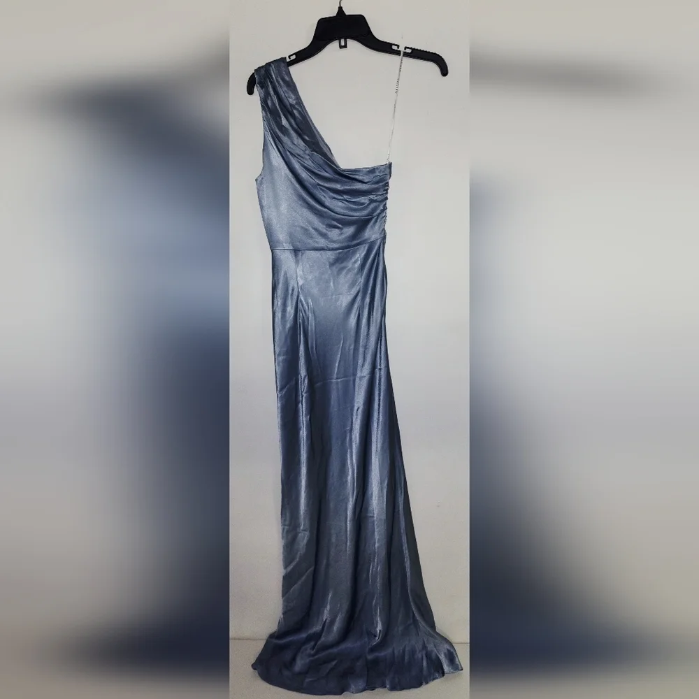 NWT- Shona Joy La Lune Gathered One Shoulder Maxi Dress in Powder Blue Sz 2 - Picture 7 of 14